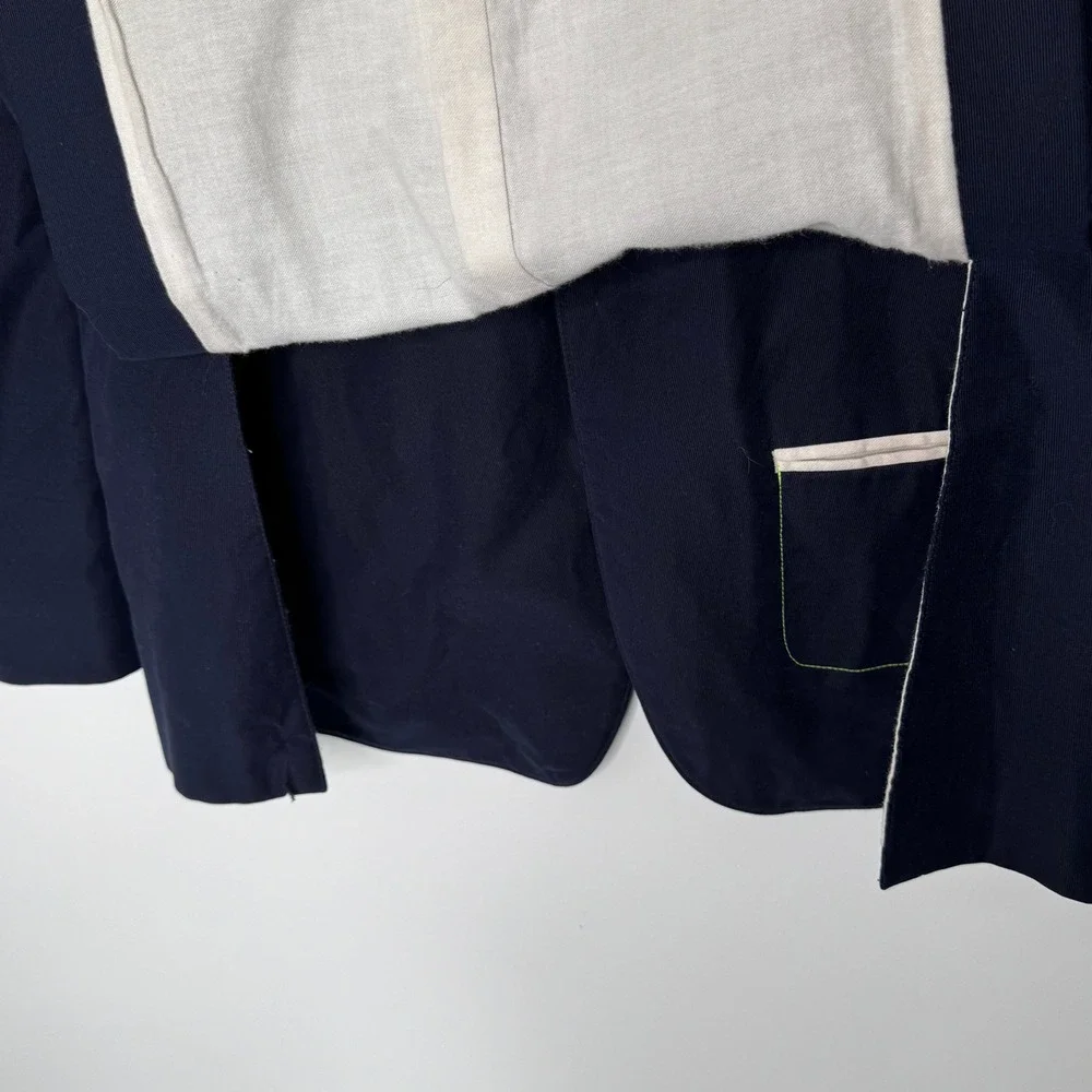 W.R.K. NY Blue 2‎ button blazer suede elbow patches Size 42